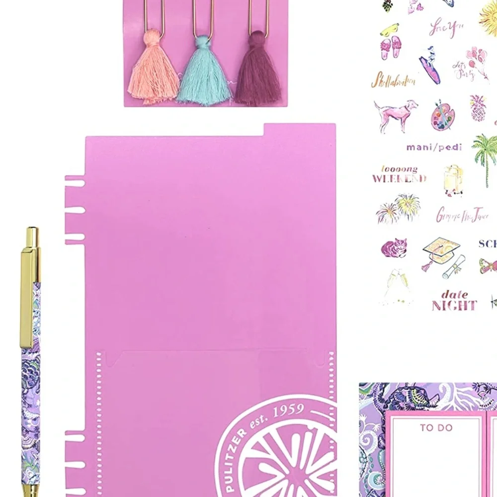 Lilly Pulitzer Agenda Bonus Pack Turtle Mermaid Zipper Pouch Pencil Case Set NWT - Picture 3 of 7